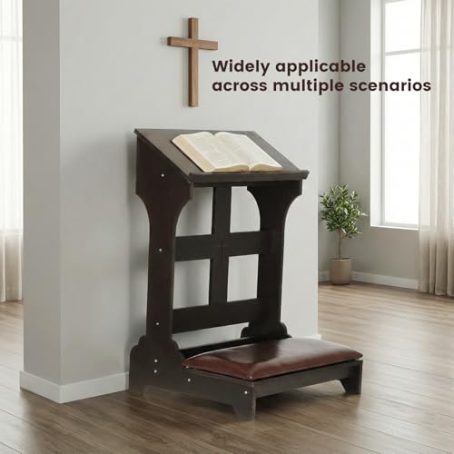 Prayer Kneeler Bench Wooden Prayer Bench for Kneeler Prayer Wooden Church Prayer Chair Prayer Bench Stool Padded Kneeler Prayer Table at Home with Cushion Pad
