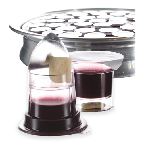Simply Communion Prefilled Communion Cups 100 Count | Tray & Seatback Pew Compatible | Concord Grape Juice & Bread | Easy-Open - size: 100 Count (Pack of 1)