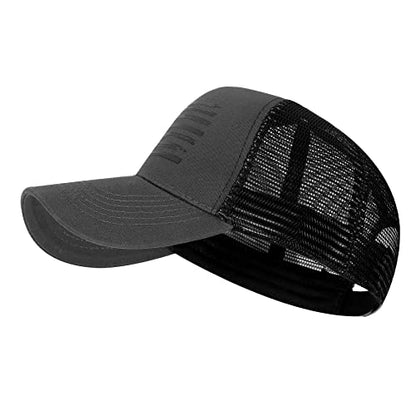 Baseball Cap, American Flag Trucker Hat for Men Women, Breathable Adjustable Fit Outdoor Mesh Snapback Hats - color: Dark Gray/Black Flag