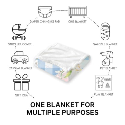 Personalized Goose Baby Blanket, Blue Gingham Nursery Throw Gift - color: #Ver2