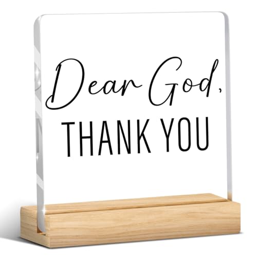 Christian Decor,Living Room Table Decor,Dear God Thank You Acrylic Sign Religious Bible Verse Decorations for Home Office Prayer Room Tabletop Shelf - color: Dear God, Thank You