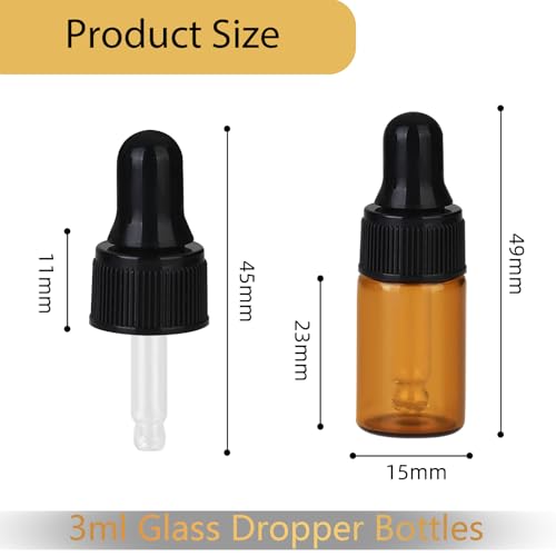 36-Piece Mini Dropper Bottle Set 3ml Small-Capacity Essential Oil Amber Dropper Empty Bottles Suitable for Cuticle Care Oils, Cosmetic Perfumes, and Liquid Travel Sample Containers - color: Amber, size: 3ML