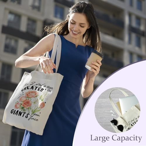 Chicimln Christian Goose Tote Bag, off to Praise the Lord Bible Verse Canvas Tote Bags - color: White 04