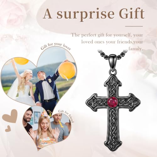 14K Gold Plated Cross Pendant Necklace Christian Jewelry Religious Gift - color: E02-Celtic Cross Black