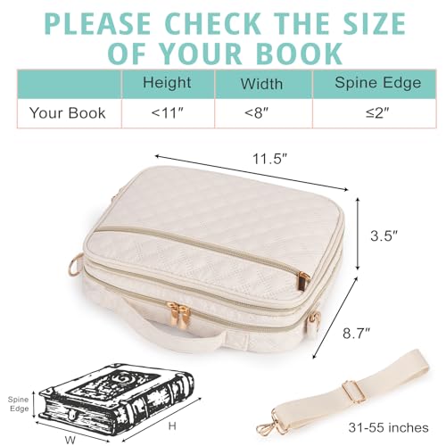 Large Bible Cover for Women,2 Compartments Bible Bag for Church - color: 2 Lays,Beige