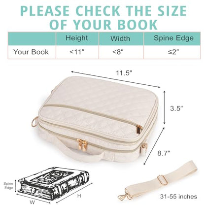 Large Bible Cover for Women,2 Compartments Bible Bag for Church - color: 2 Lays,Beige