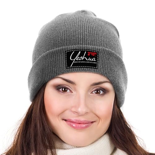 Yeshua Jesus Christian Beanie Hat Warm Winter Skull Caps Knit Slouchy Beanies for Outdoor - color: Charcoal-03
