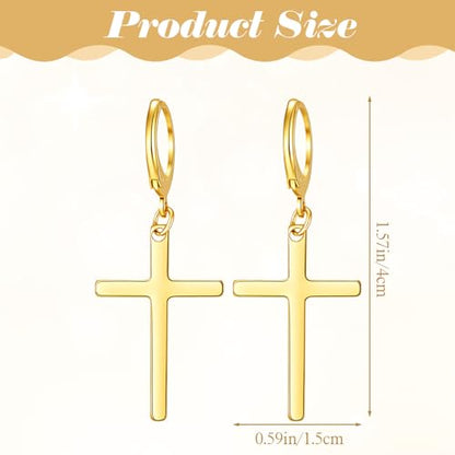 Hecila Cross Drop Dangle Earrings Set Mens Dangle Cross Hoop Stud Earrings