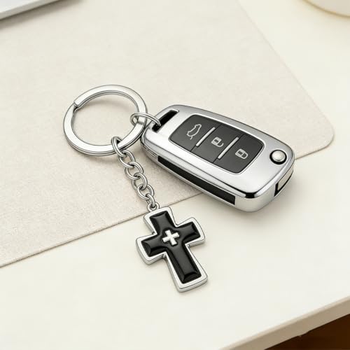 Cross Keychain Bag Charm for Women Christian Religious Gifts Easter Jesus Keychain for Women Purse Handbag Car Keys - color: Silver E
