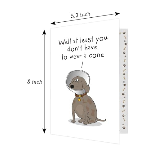 Ogeby Funny Get Well Soon Card for Man Woman, Humor Speedy Surgery Recovery Card for Friend Patient, At Least You Don't Have to Wear A Cone - color: #623