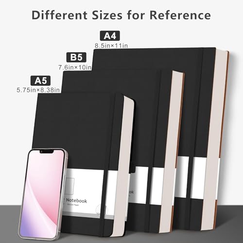 AHGXG Lined Journal Notebook, 320 Numbered Pages, A5 (5.75'' X 8.38'') - color: Black, size: A5