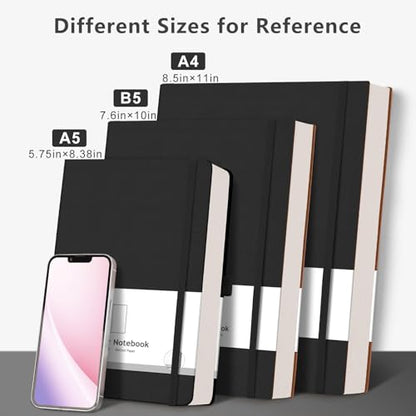 AHGXG Lined Journal Notebook, 320 Numbered Pages, A5 (5.75'' X 8.38'') - color: Black, size: A5