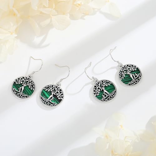 Vito Moonstone Turquoise Drop Earrings for Women, 925 Sterling Silver Hooks - style: Malachite Tree-2