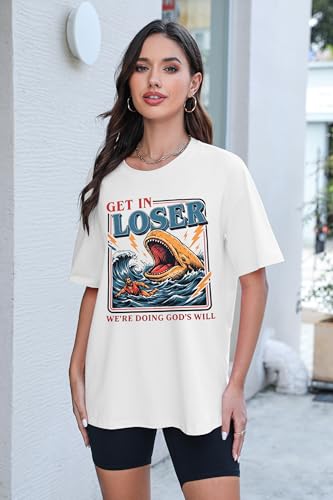 Rooted in Christ Shirt Christian Shirts for Women Jesus Oversized Tshirt - color: White God, size: Medium