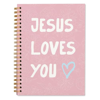 Pink Bible Study Notebook, Bible Note Taking Supplies Notebook Journal, Cute notebook, Bible Study Notebook Supplies Gifts Notebook for Teen Girls Student Teacher Women 5.5x8.3 inch - color: Jesus loves you pink