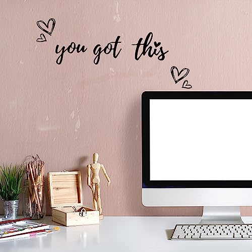 PLIGREAT You Got This Quotes Wall Stickers, Peel and Stick Wall Decals, Removable Vinyl Art Letters Walls Sticker for Bedroom Living Room Home Office Decorations Indoor Window Art Decor - style: You Got This