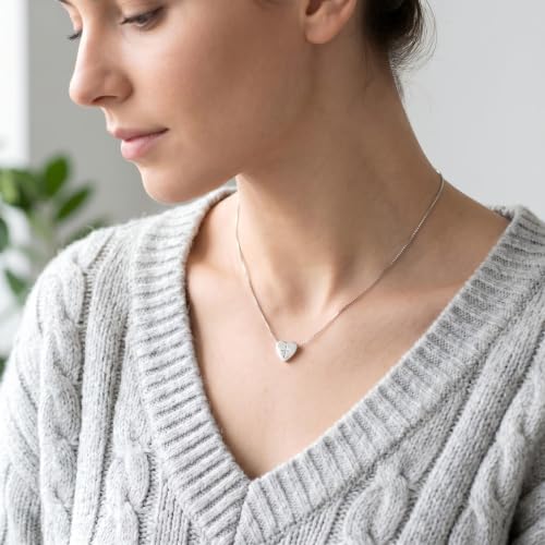 Sterling Silver Heart Cross Necklace for Women,Faith Jewelry Gifts - color: silver