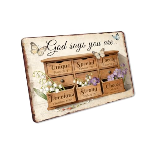 Religious Metal Sign Jesus Signs God Says You Are Sign 12x16 Inch - color: God Says You Are Flower_1, size: 12x16 Inch