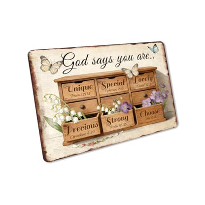 Religious Metal Sign Jesus Signs God Says You Are Sign 12x16 Inch - color: God Says You Are Flower_1, size: 12x16 Inch