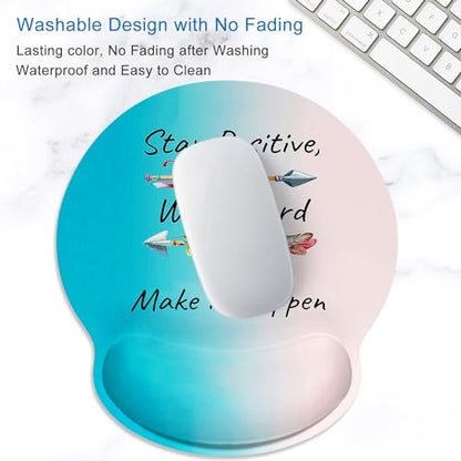 ITNRSIIET Ergonomic Mouse Pad with Wrist Support Wrist Rest Smooth Surface Non-Slip Rubber Base Comfortable Office Supplies Pain Relief, 9.8 x 9.1 inches, Inspirational Quotes - color: Inspirational Quotes