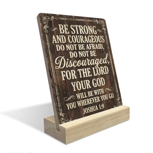 Christian Home Decor, Christian Gifts for Men,Joshua 1 9 Gifts, Inspirational Wooden Plaque Sign Bible Verse Decor for Home Office Shelf Decor - color: Be Strong And Courageous Do Not Be Afraid, Do Not Be Discouraged.