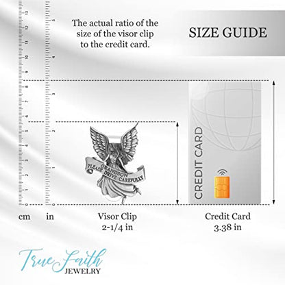 True Faith Jewelry Pewter Grandson Please Drive Carefully Car Guardian Angel Visor Clip, New Driver Gifts from Grandma and Grandpa, Fine Pewter (92% Tin), 2-1/4 x 1-5/8 Inch - size: Grandson Angel 1