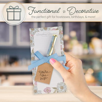 Christian Art Gifts Magnetic Notepad & Pen Set, Everything Beautiful - color: Blue Floral/Everything Beautiful