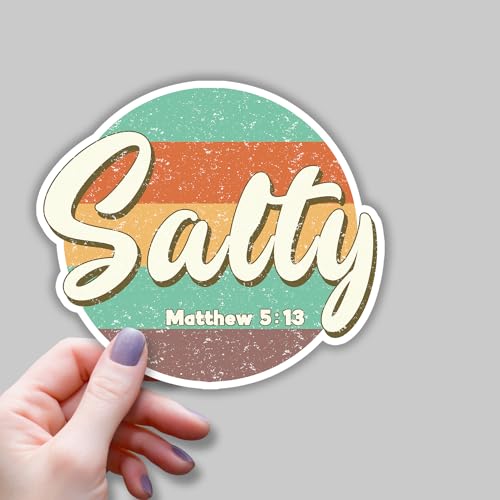 (3 pcs) Salty Matthew 5:13 Sticker Christian Bible Verse Jesus Vinyl Decal Motivation Inspirational Quotes Stickers for Books Laptops Phonecase Water Bottles Kindles Car Hard Hat -3x2.9
