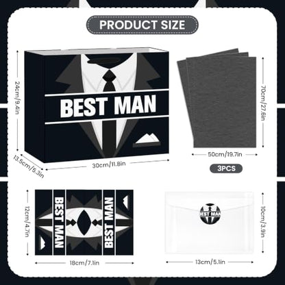 Best Man Gift Bag Set for Men, Groomsmen Gift Proposal Bag with Tissue Paper Card Envelope Sticker for Wedding Groomsman Proposal, Bachelor Party, Groom Squad Invitation, Rehearsal Dinner Thank You Gifts