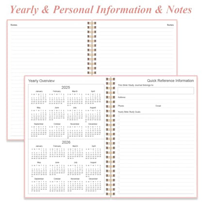 Heveboik Bible Study Journal – Church Notes Notebooks – Note Taking & Journaling Kit, 5.8" x 8.5", Pink - color: Pink