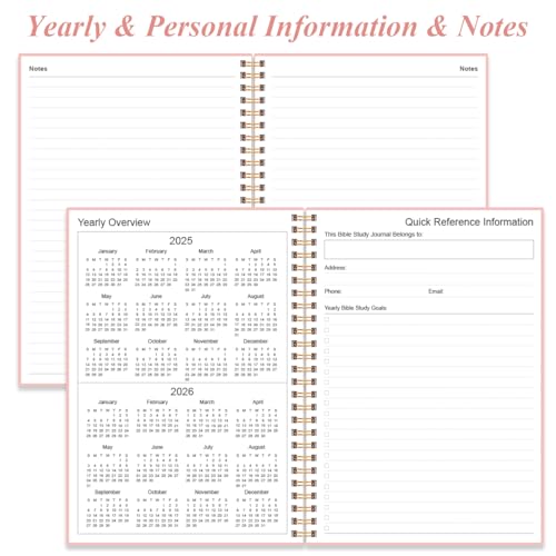 Heveboik Bible Study Journal – Church Notes Notebooks – Note Taking & Journaling Kit, 5.8" x 8.5", Pink - color: Pink
