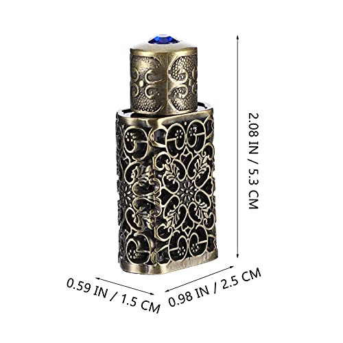 Beavorty 3Ml Hollow Engraved Metal Perfume Oil Bottle Refillable Atomizer Spray Bottle for Travel and Essential Oil Storage - color: Green
