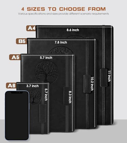 Biuwory Leather Journal Notebook, 256 Thick Lined Pages, Hardcover 8.6"×11" - color: Black, size: Lined-256 Pages (8.6"×11")