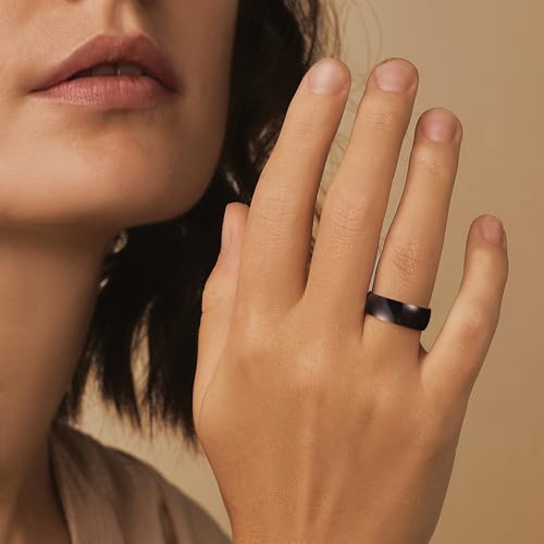 King Will 316L Wedding Band for Men Women, 4-8mm I LOVE YOU Dome Size 4-15 - color: D-Black-8mm