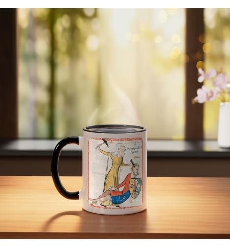 Proverbs 31 29 31 Woman Medieval Christian Art Design Ceramic Mug, Black/White, 11oz - color: Black/White, size: 11 Ounces