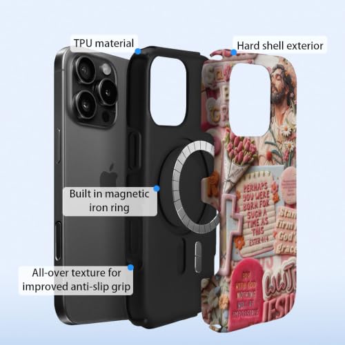 Compatible with iPhone 15 Pro Case,Wireless Charging Compatible,Patented 2‑in‑1 Dual‑Layer Protection, Hot Transfer Print Hard Shell Cover - Bible Verse Aesthetics - color: Bible verse aesthetics, size: iPhone 15 Pro