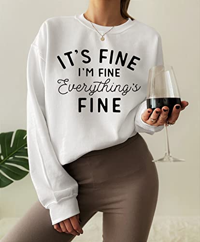 Oversized Sweatshirt for Women Funny Saying Sweatshirts Casual Graphic Pullover Fall Fashion Long Sleeve Shirt - color: White, size: Medium