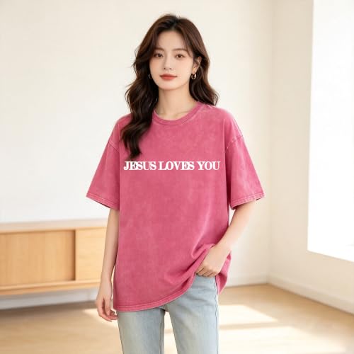 Christian Believer Faith God Religious T-Shirt Jesus Shirts for Women Men - color: Roseb, size: Large