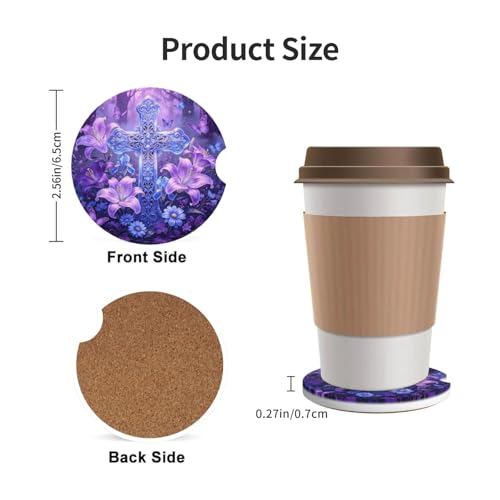 Magical Cross Car Cup Holder Coasters Absorbent Ceramic Coaster - color: Pink