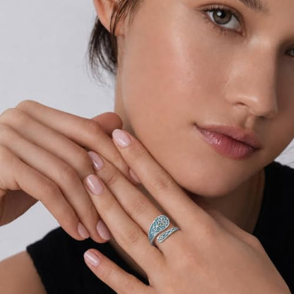 Turquoise Spoon Rings Sterling Silver Spoon Jewelry Gift For Women - color: Witches Knot