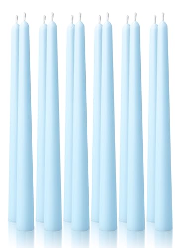 10" Classic Taper Candles, Sky Blue, 12-Pack, 7-8 Hours Long Burning, Unscented Tall Candlesticks - color: Sky Blue, size: 12PK
