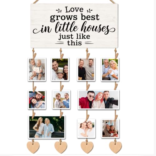Family Collage Picture Frames for Wall Wooden Signs for Home Decor - color: Warm Ivory