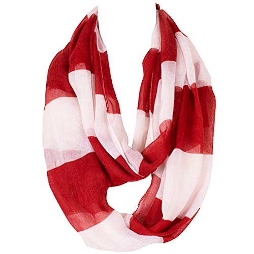 Lightweight Scarfs for Women Infinity Plaid and Striped Many Style - color: Red