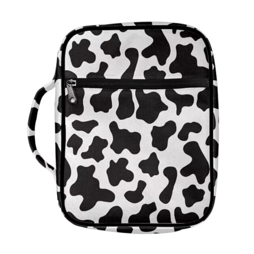 Coldinair Cow Print Bible Covers for Men Women Kids,Carrying Book Bible Case Church Bag Bible Protective with Handle and Zippered Pocket - color: Cow Print