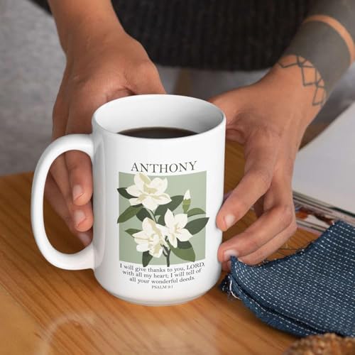 Awesome Flowers And Bible Verse White Cup - Inspirational Bible Verse Coffee Mug, Personalized Name Religion Celebration 11Oz, Customized Heartwarming Christian Present - color: XUA-624-2332-Flower Bible Verse