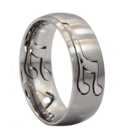 Stainless Steel Bands with Different Designs to Choose from, including Heart, Butterfly, Foot, Gold Plated Stars, Star of David or Musical Note in 6mm or 8mm widths - color: Musical Note Insert-6mm