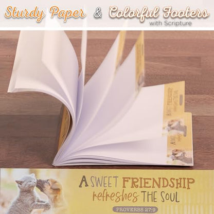 Christian Art Gifts Small Scripture Notepad: Sweet Friendship Bible Verse - color: Dark Gray/Kitten & Puppy