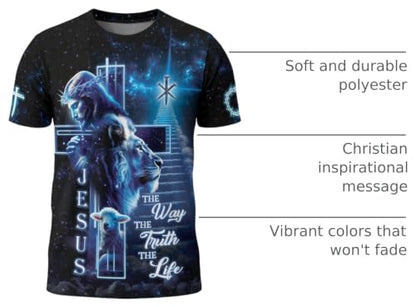 Jesus The Way The Truth and The Life Shirt, Religious Shirt for Men - color: Ds07, size: Large