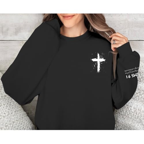 Women Christian Sweatshirt Psalms 91 Jesus Hoodie Religious Faith God Shirt Bible Verse Inspirational Pullover Tops - color: Black, size: Medium