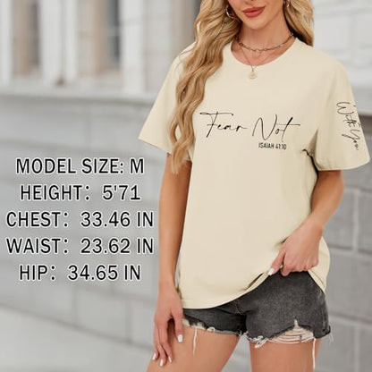 Fkatuzi Christian Jesus Faith Shirts for Women God Bible Verse Religious Tshirts Inspirational Graphic Tees Cotton Tops - color: Apricot, size: Medium